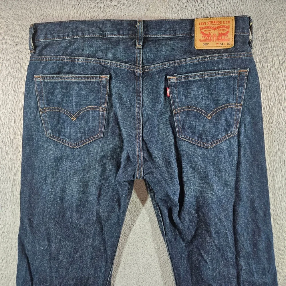 Levis 569 Loose Straight Fit Mens Jeans Dark Wash Indigo 34x30